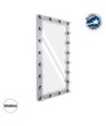 GloboStar® MAKEUP MIRROR-160x80-3 Μοντέρνος Καθρέπτης Μακιγιάζ με Πλαίσιο Φυσικού Ξύλου με Διακόπτη On-Off 20 x E27 AC220-240V - Μ80 x Π7 x Υ160cm - Γκρι Τσιμέντου